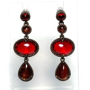 MONET Earrings Drops Dangles Acrylic Bronze Antique Tone